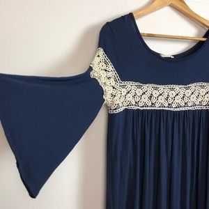 Navy blue bell sleeve tent dress